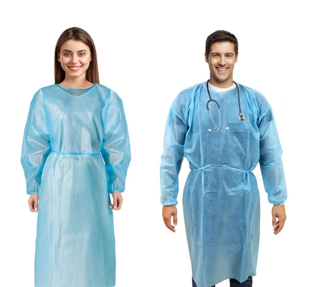 40 Pack Disposable Isolation Gown Elastic Cuff 25gsm