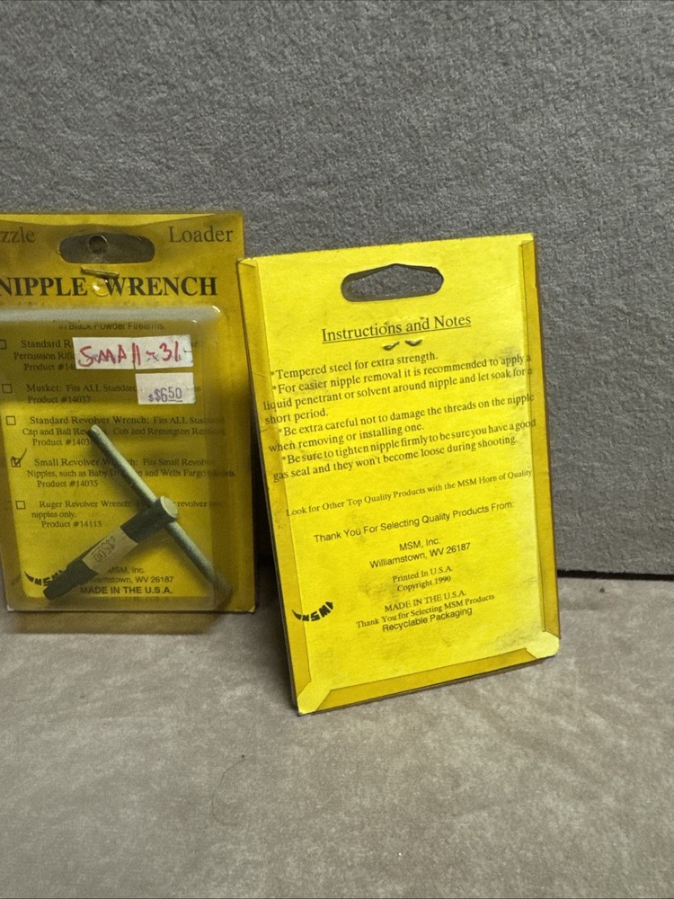 Muzzle Loader Nipple Wrench Small Revolver