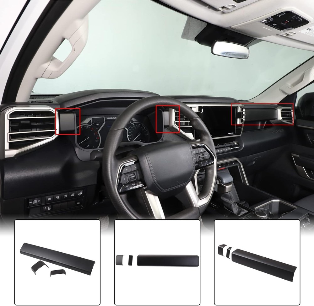 Central Control Dashboard Panel Strips Trim Compatible with Tundra/Matte Black