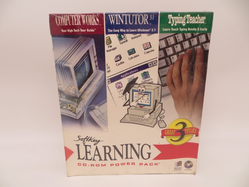 SOFTKEY LEARNING CD-ROM POWER PACK (CD-ROM, 1995) New Sealed Computer Programs