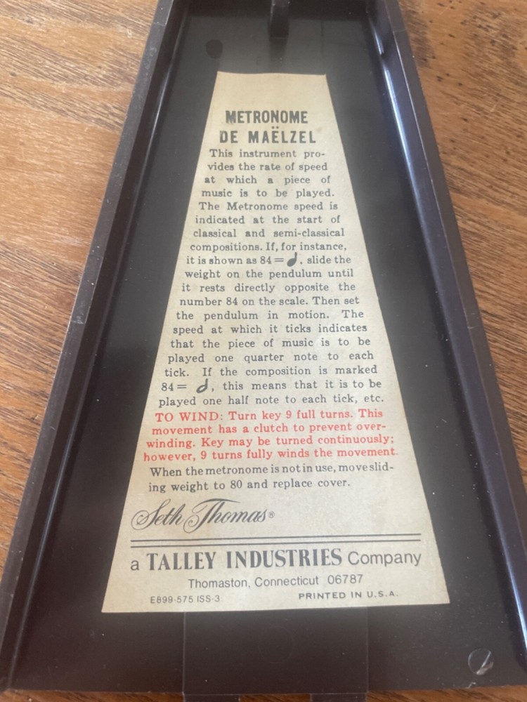 Vintage Seth Thomas Metronome Conductor Plastic Case Wind up