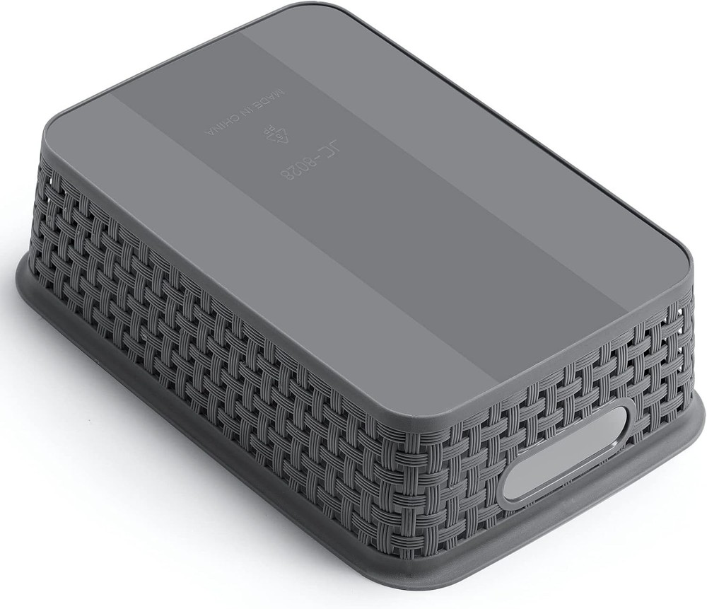 Plastic Storage Baskets 8 Pack Gray Durable Easy to Use Flexible Multi-Purpose