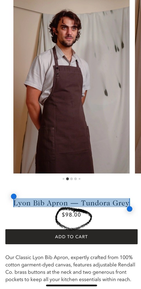 Randall Co Lyon Bib Apron ⏤ Tundora Grey