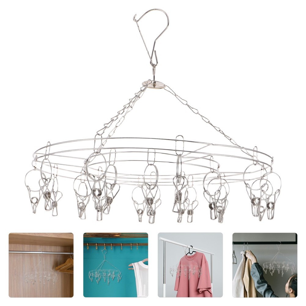 2 Pcs Decorative Herb Drying Rack Hanging Clothes Hangers with Clips