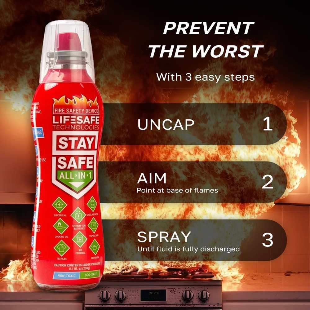 StaySafe Portable Fire Extinguisher: Eco-Friendly Solution for 10 Fire Types