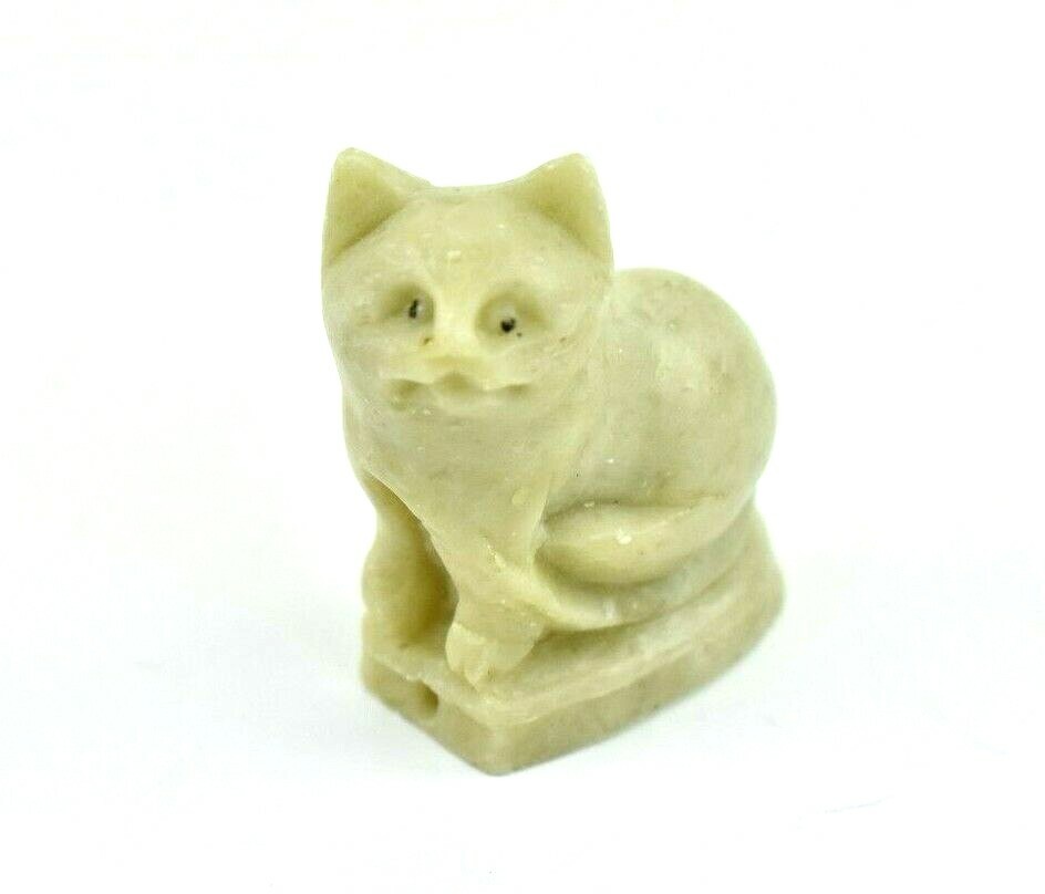 Miniature Soapstone Kitty Cat Figurine