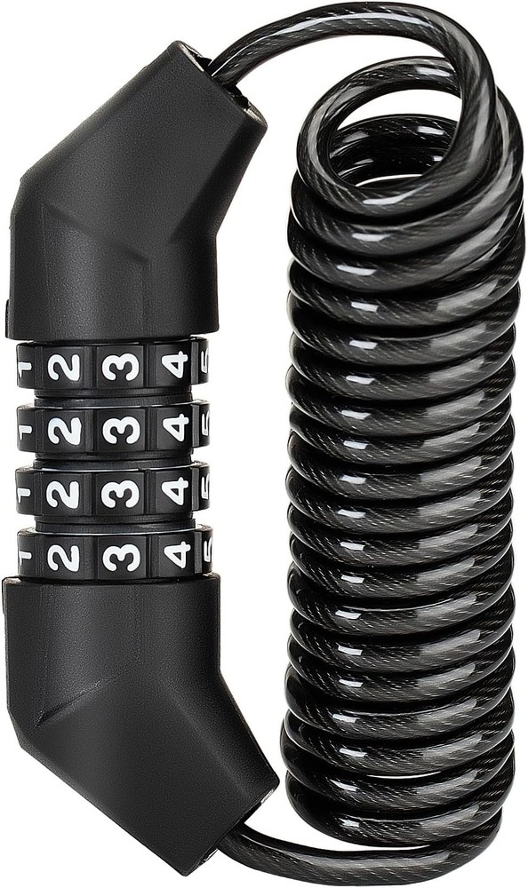 “Motorcycle & Bike Helmet Lock - 4-Digit Cable Lock, Retractable Stroller & Lugg
