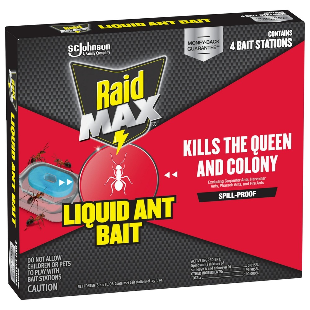 Raid Max 4 LIQUID ANT BAIT STATIONS | KILLS THE QUEEN & COLONY | READY TO USE