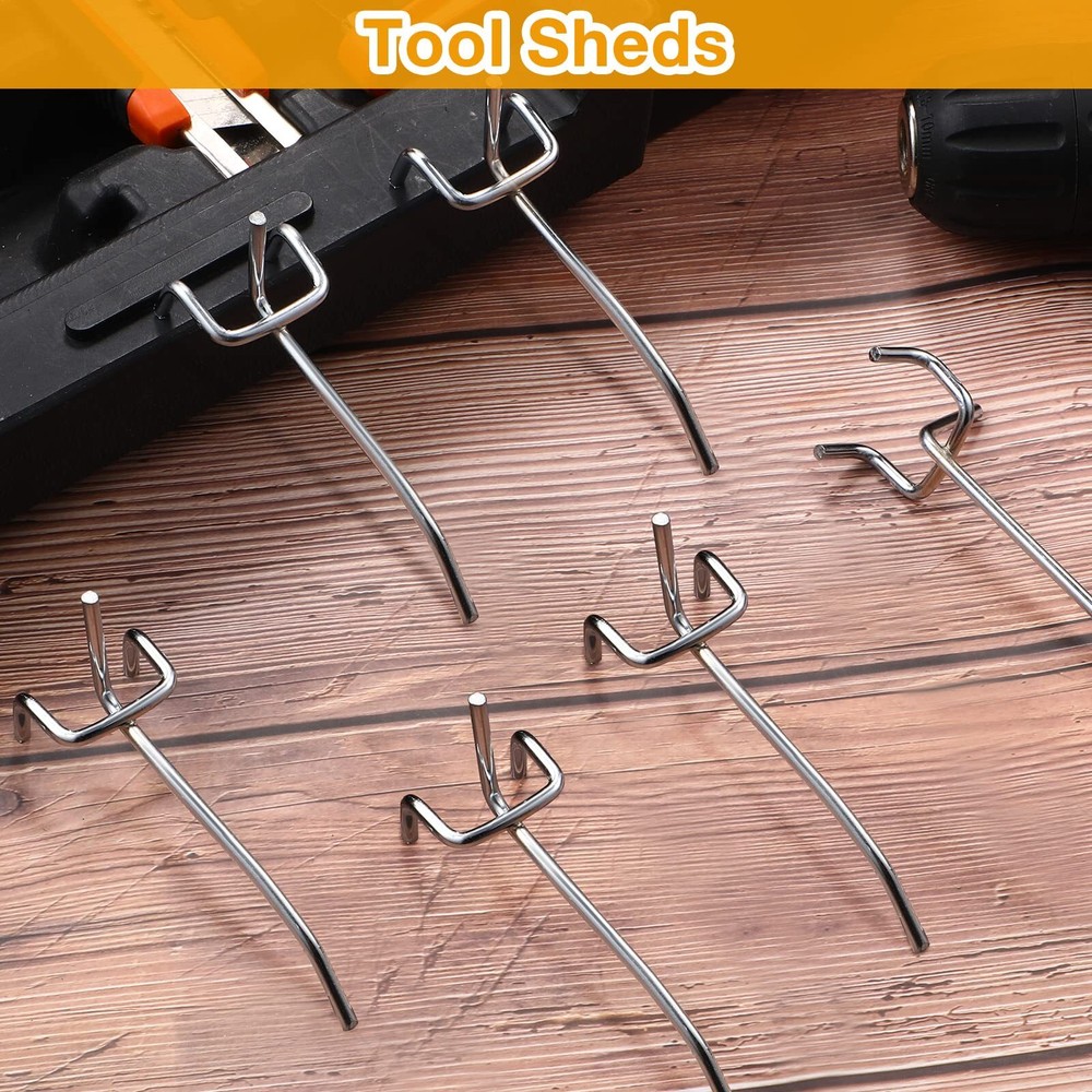 100 Pack Peg Board Hooks Stainless Steel Pegboard Hooks Shelving Pegboard Dis...