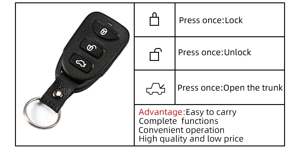 Universal Car Alarm Central Locking Keyless Entry with Remote Control