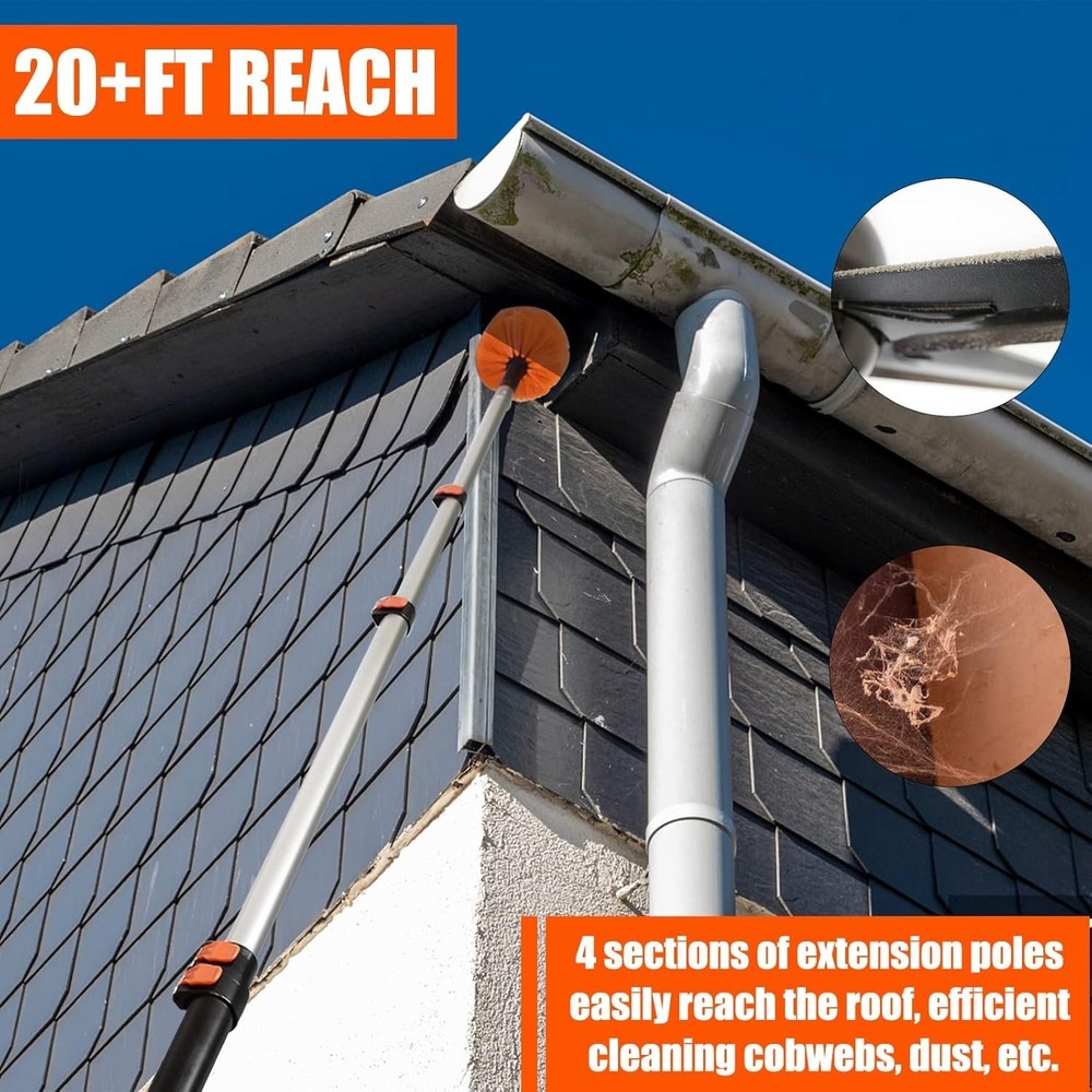Extendable Cobweb Duster 26FT - Lightweight Aluminum Pole, Scratch-Free