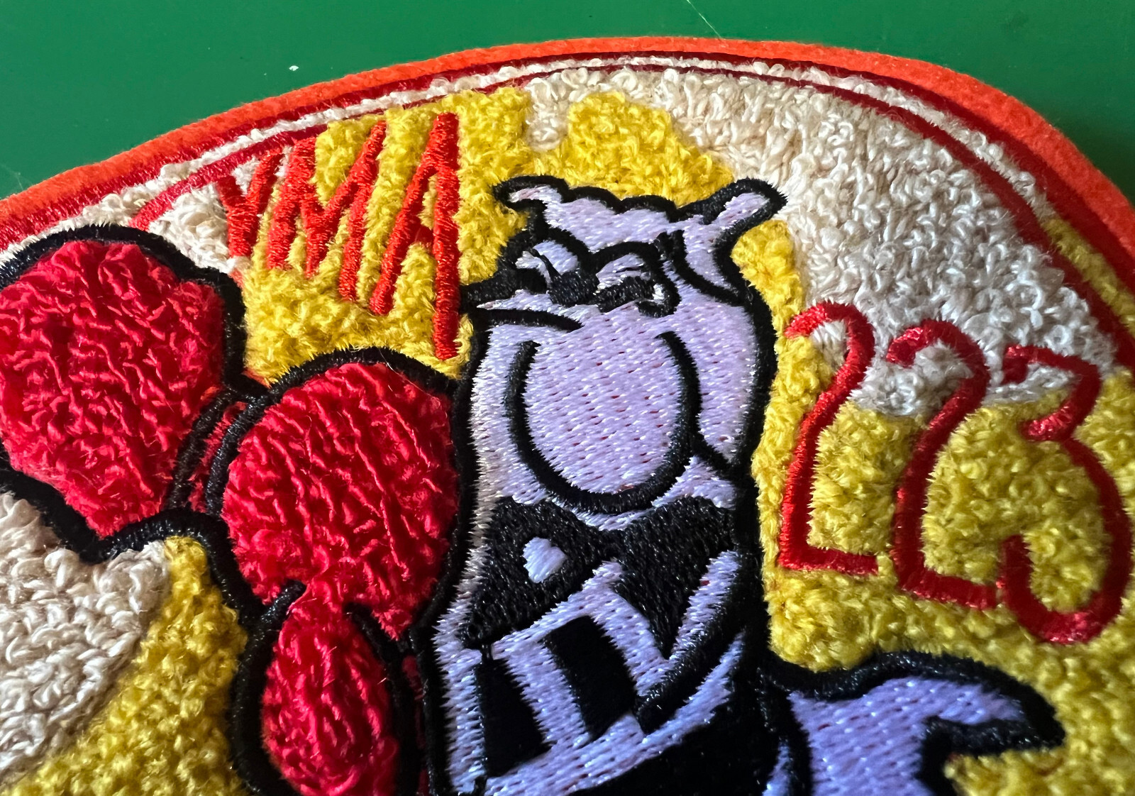 MARINE CORPS VMA 223 BULLDOGS SQUADRON BREAST PATCH- CHINILLE