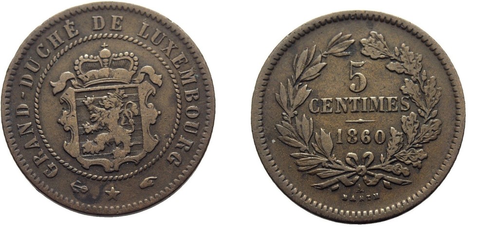 Scarce 1860 Luxembourg 5 Cent #2
