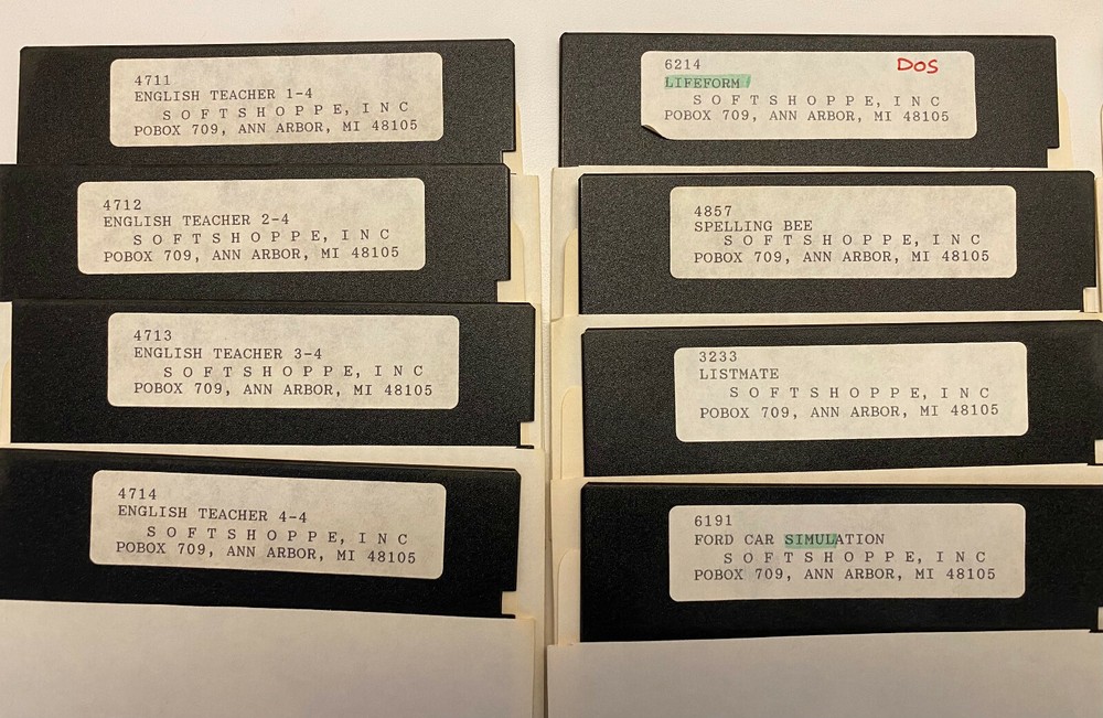 28 Vintage Softshoppe Shareware Programs on 5-1/4 Disks Utilities Games Other