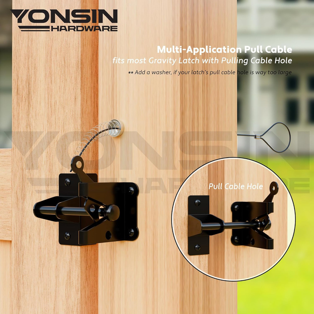 2 Sets Gate Latch Cable Pull, Steel Wire Rope with Pull String for Fence Gate La