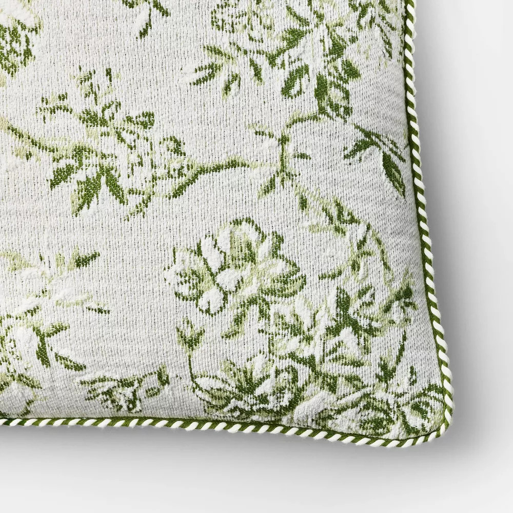 Oversized Square Floral Jacquard Pillow Green - Threshold designed with