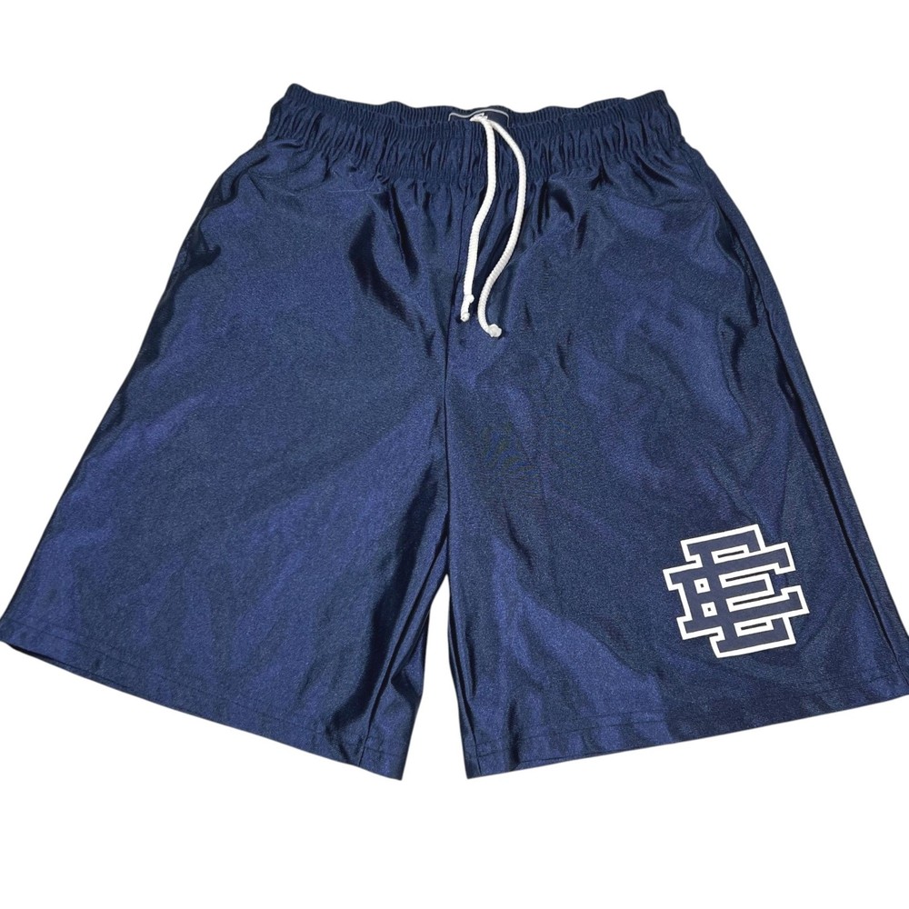 Eric Emanuel Mens Navy Blue Mesh Athletic Shorts Size Medium Drawstrings