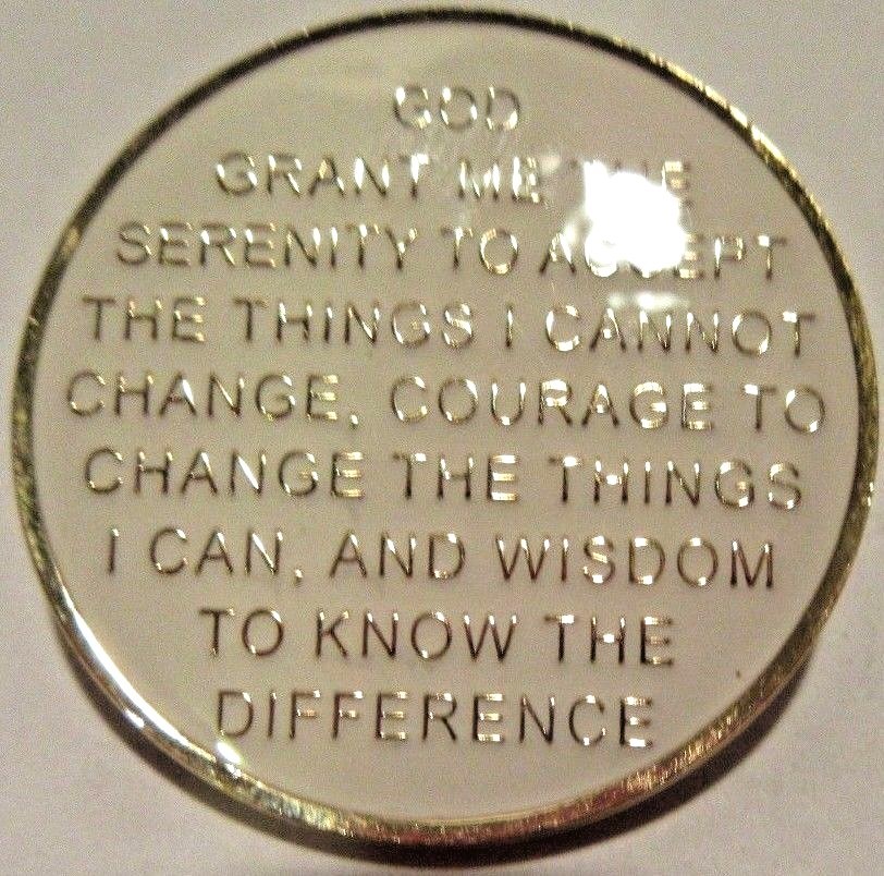 White SPARKLE Alcoholics Anonymous 6 year AA Medallion Chip token
