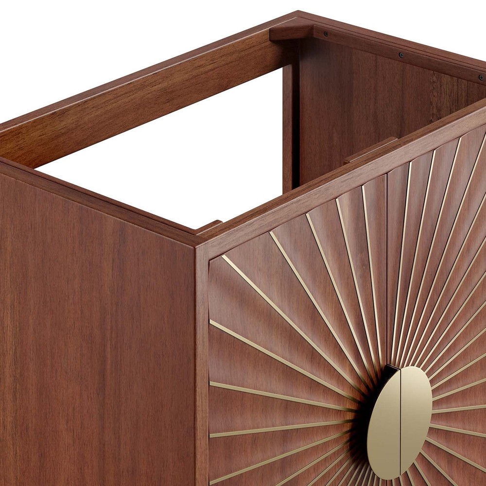 Pemberly Row 30" Solid Mango Wood Bathroom Vanity Cabinet in Walnut