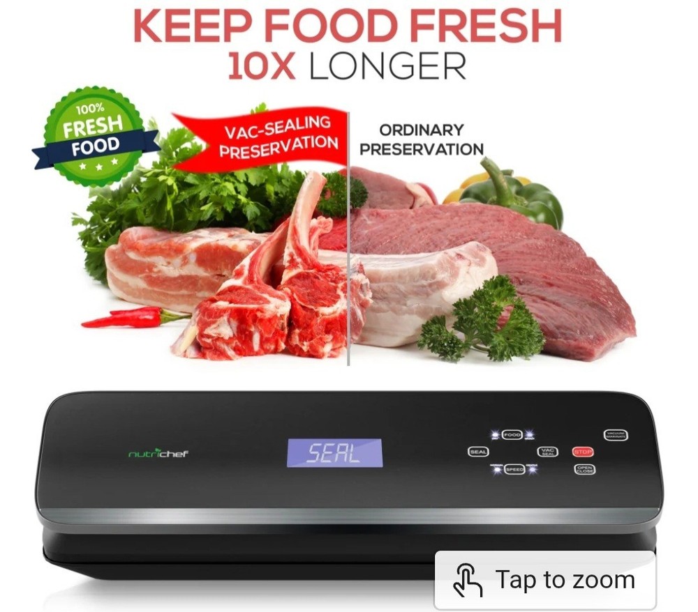 NutriChef PKVS40BK Automatic Vacuum Sealer w/Digital Button Controls New