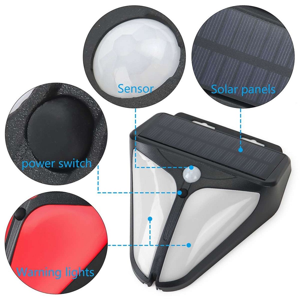 1/2PCS Solar Alarm LED Light with Strobe Light Motion Sensor Detector Wireless