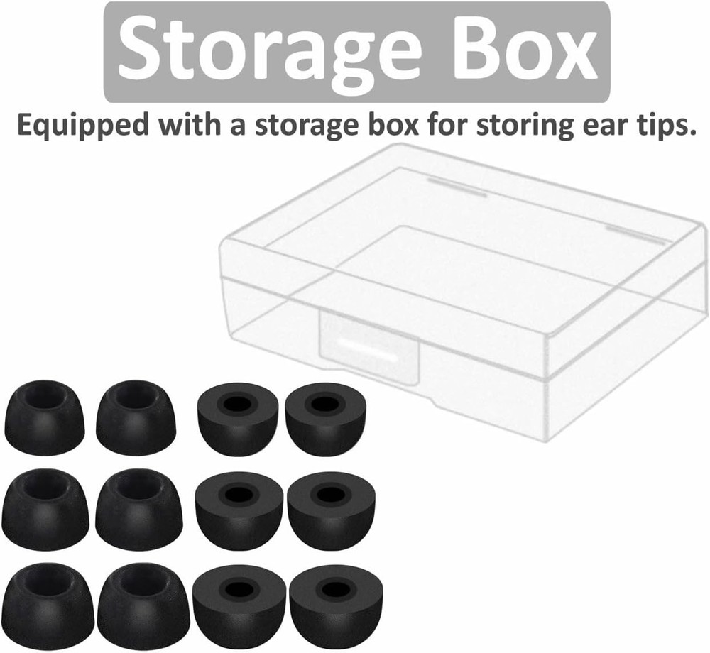 Memory Foam Tips Compatible with Google Pixel Buds A-Series memory foam black