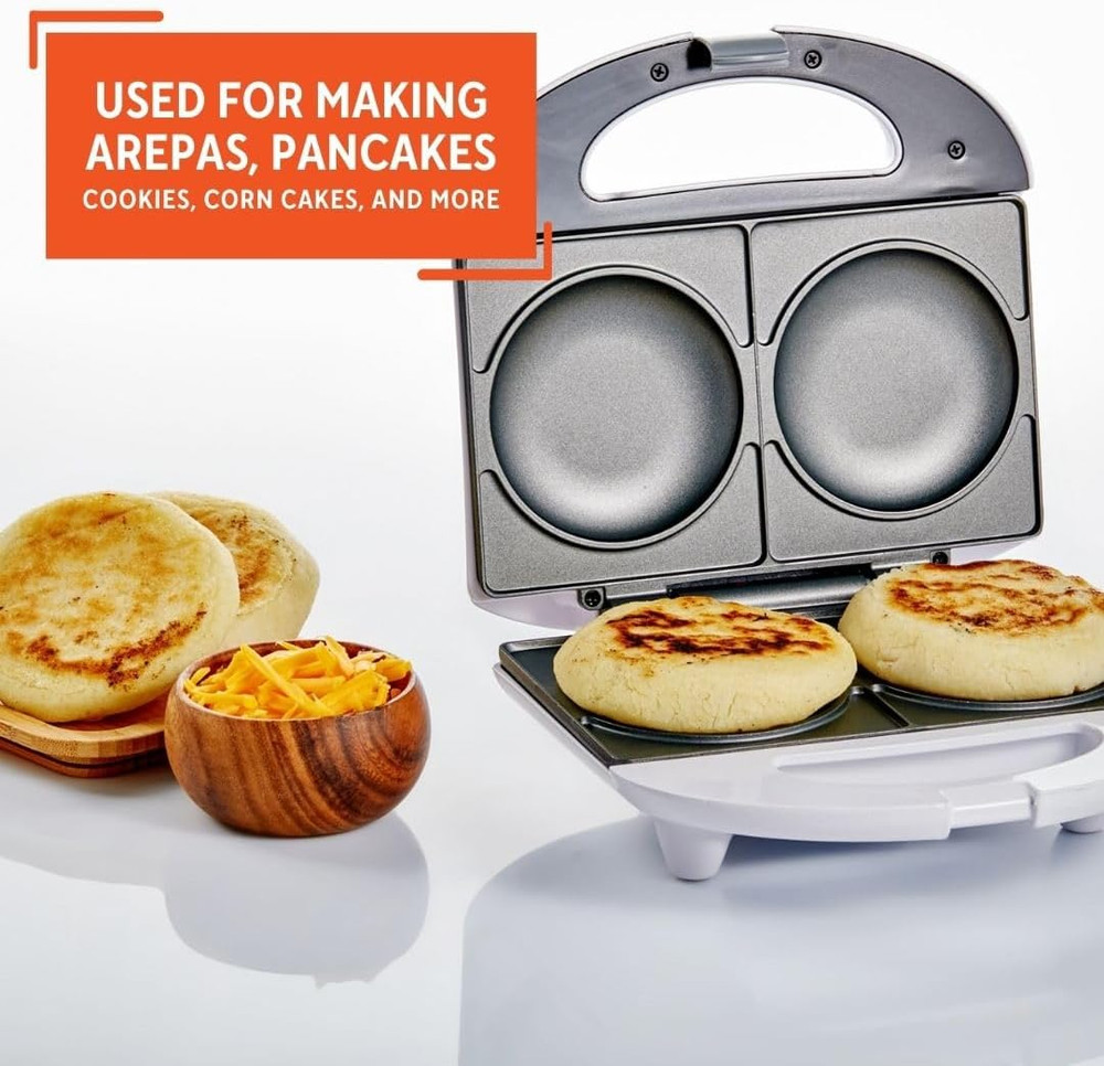 2 Slot Electric Arepa Maker, White