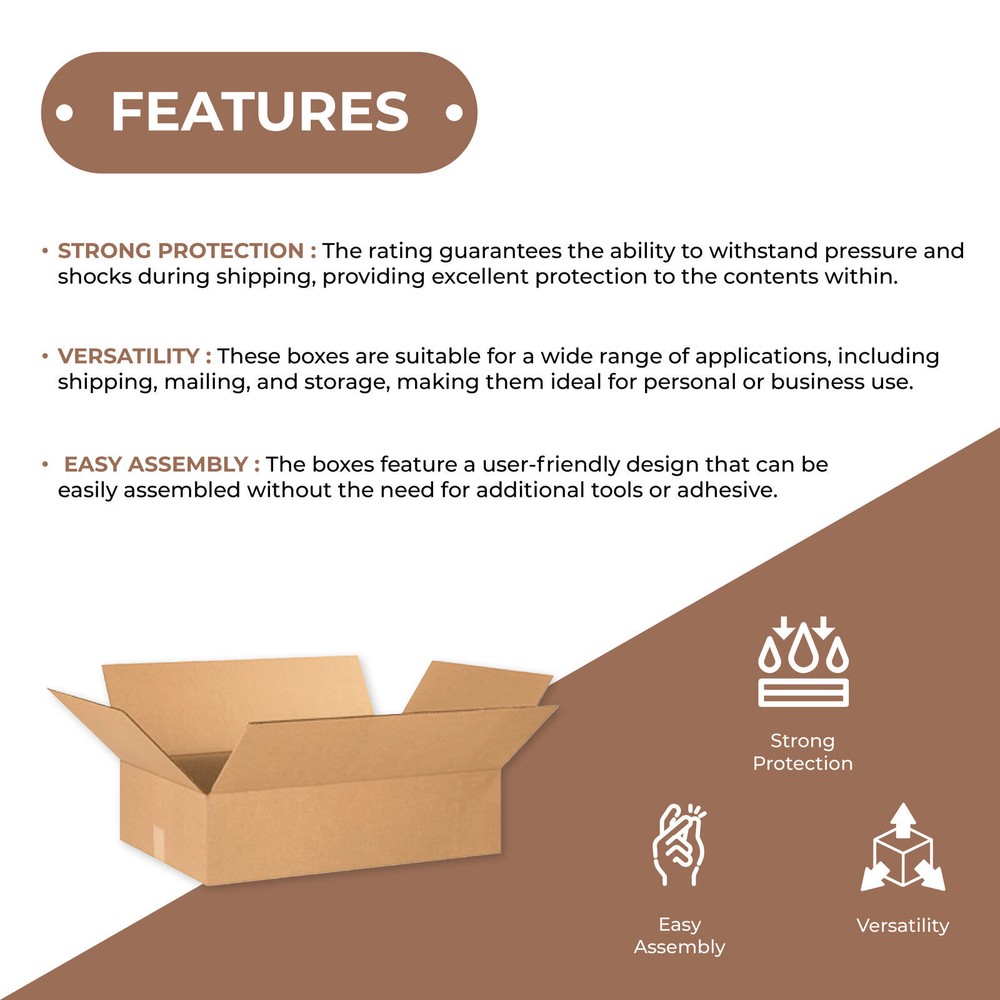 22 x 14 x 8" ECT-32 20 Pack Kraft Corrugated Boxes