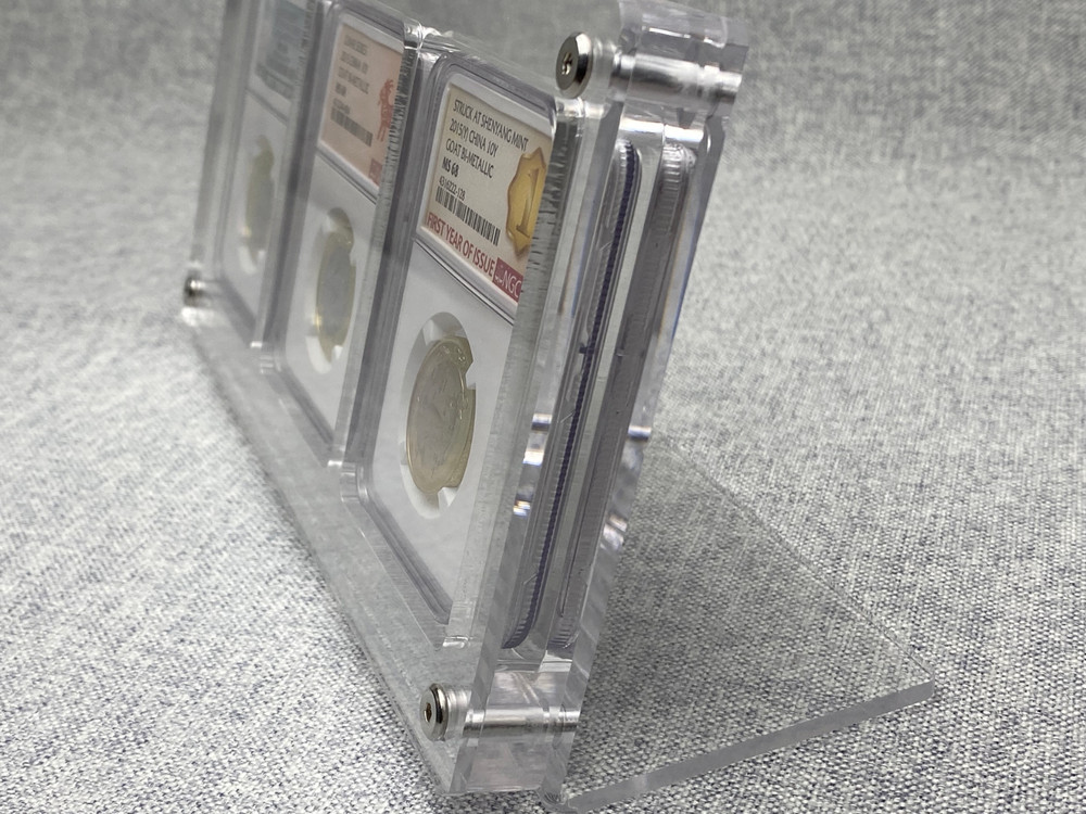 3 Grids ANACS/NGC/PCGS Acrylic Display Frame Protector Case w Integrated Stand