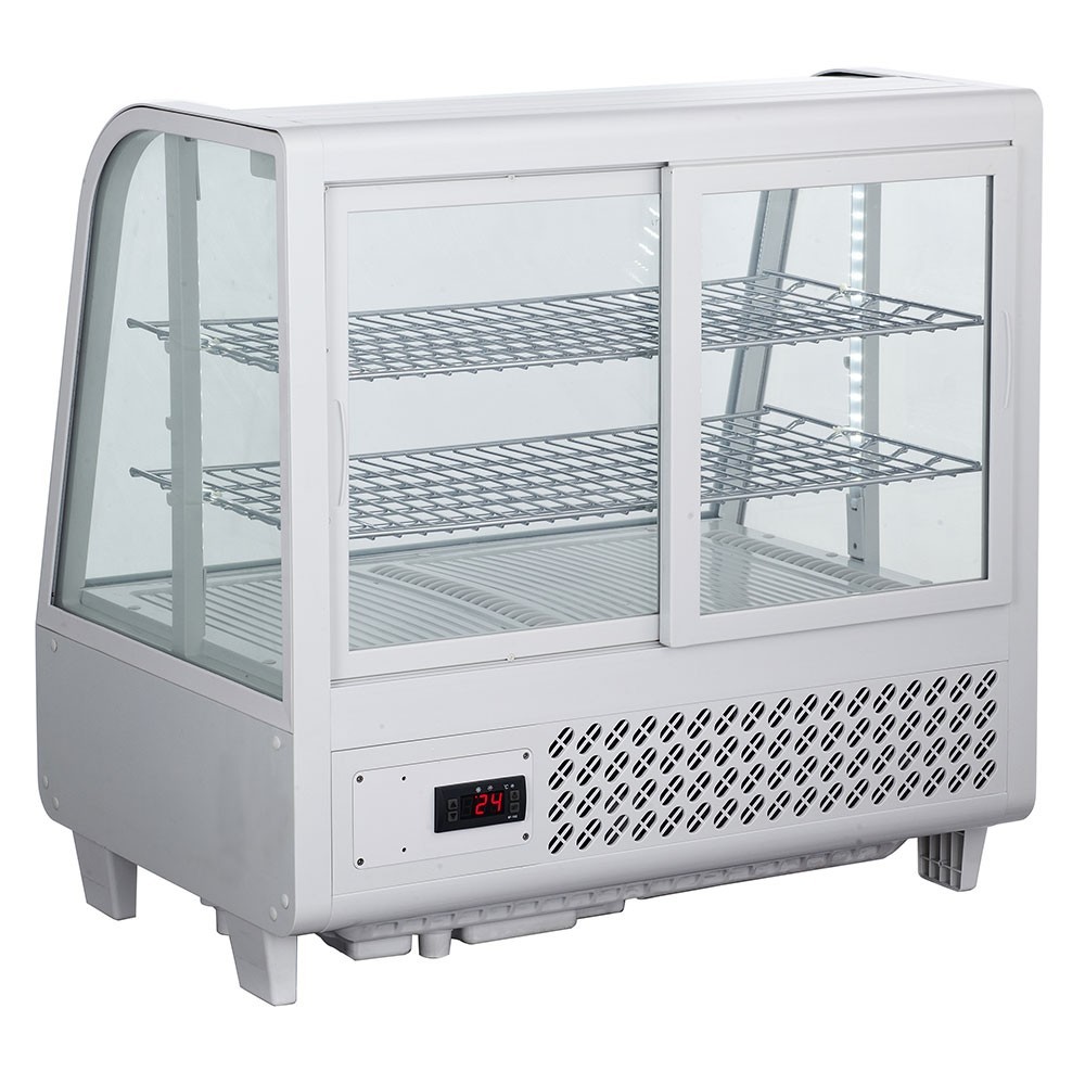 27” Refrigerated Countertop Display Case, Curved Glass, White
