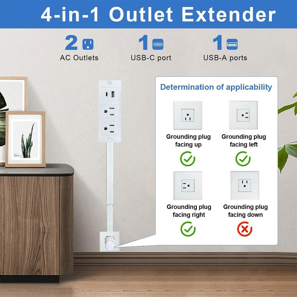 Rotating Extender Electrical Outlet Expander Power Socket Sofas Nightstands Desk