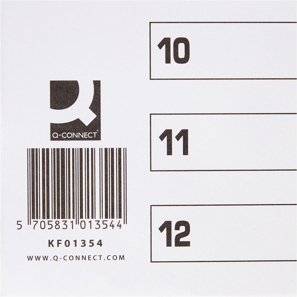 Q-Connect KF01354 1-12 Polypropylene Index A4 Multi Punched - White