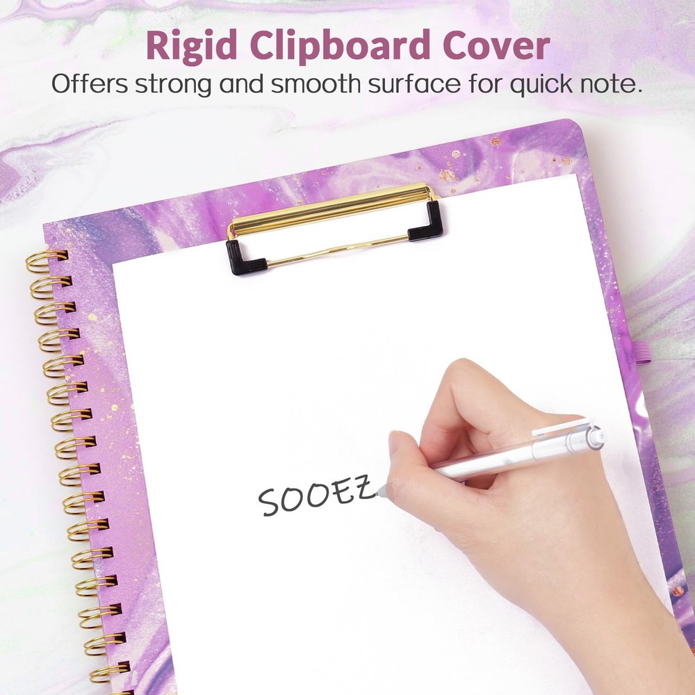 Clipboard Folio with Refillable Notepad, Folder with 10 Storage Pockets for L...