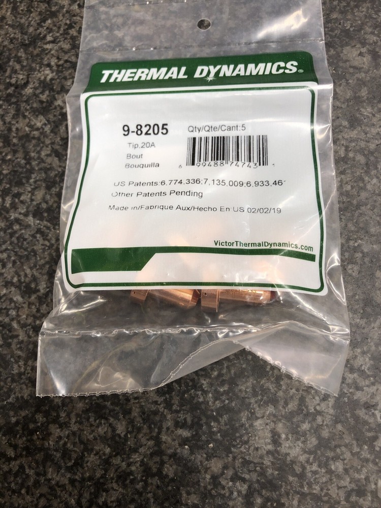 9-8205 GENUINE THERMAL DYNAMICS PLASMA TIPS 20A, 5/PKG