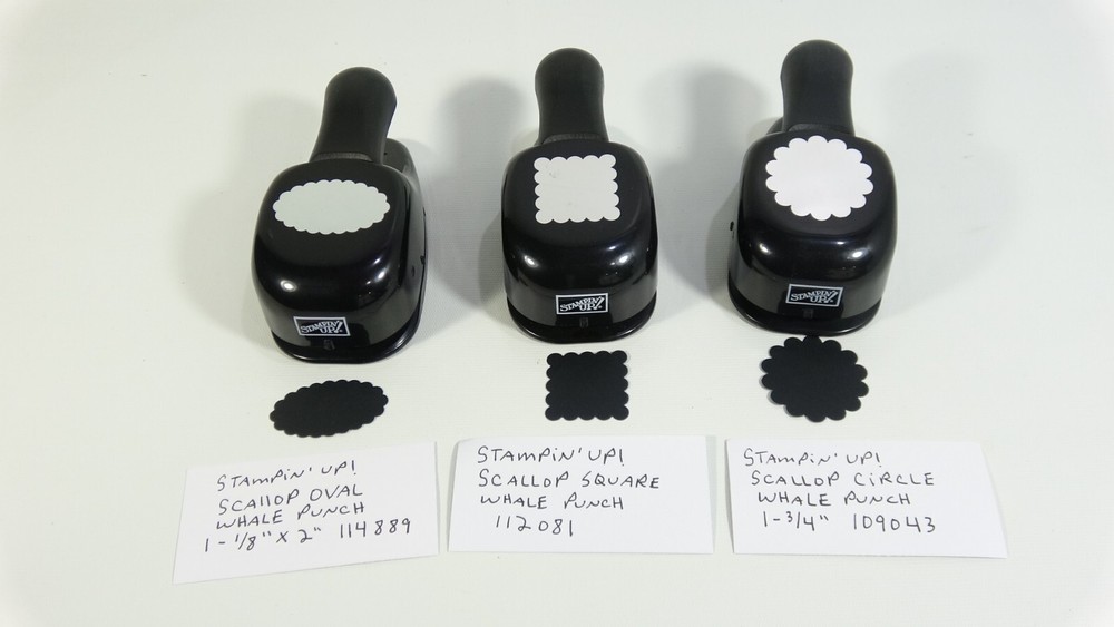 3 Stampin Up! Scallop Square, Circle and Oval Whale Punches