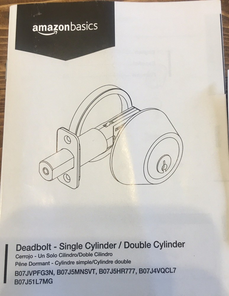 Amazon Basics Deadbolt - Single Cylinder Black Standard