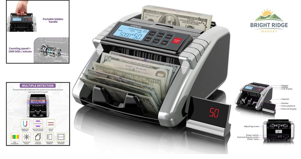 Money Counting Device with High Efficiency Motor and User-Friendly Interface