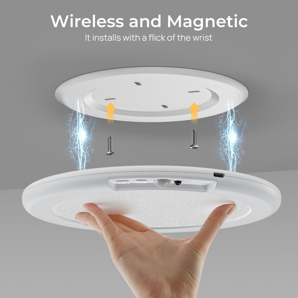 Magnetic Wireless Ceiling Lights, Battery Operated Ceiling Light wiht Remote,...