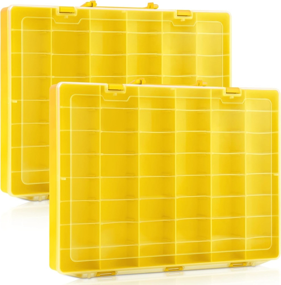 2 Pcs Large 48 Grids Plastic Storage Bead Organizer Box Tackle Box Compartment