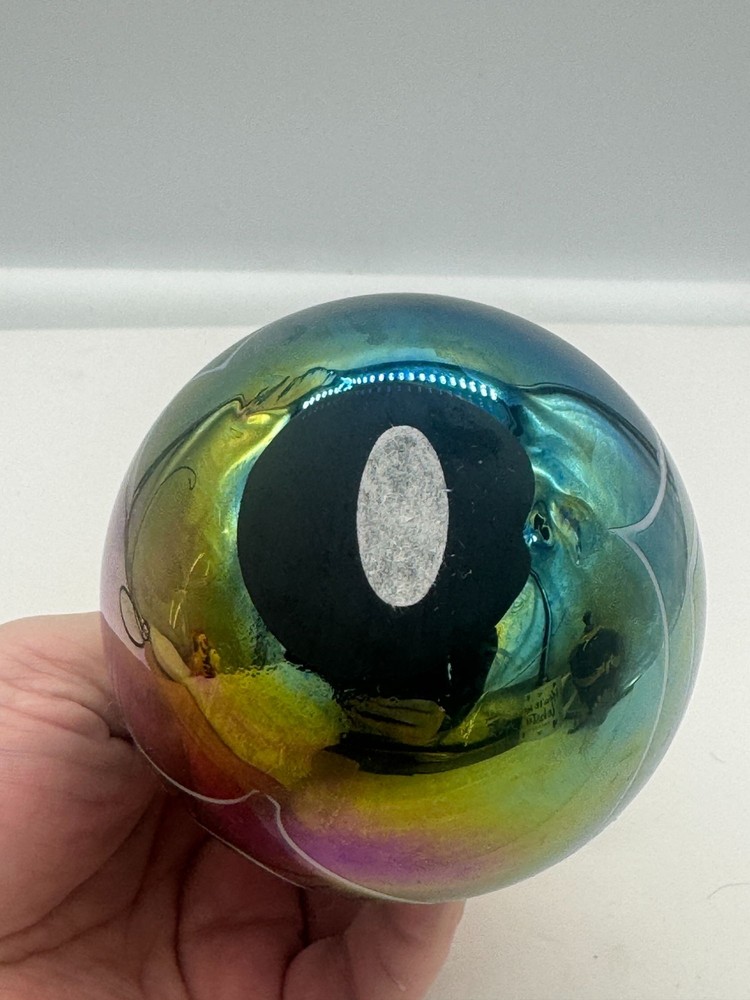 Iridescent Black Glass Perfume Bottle White Pulled Feather