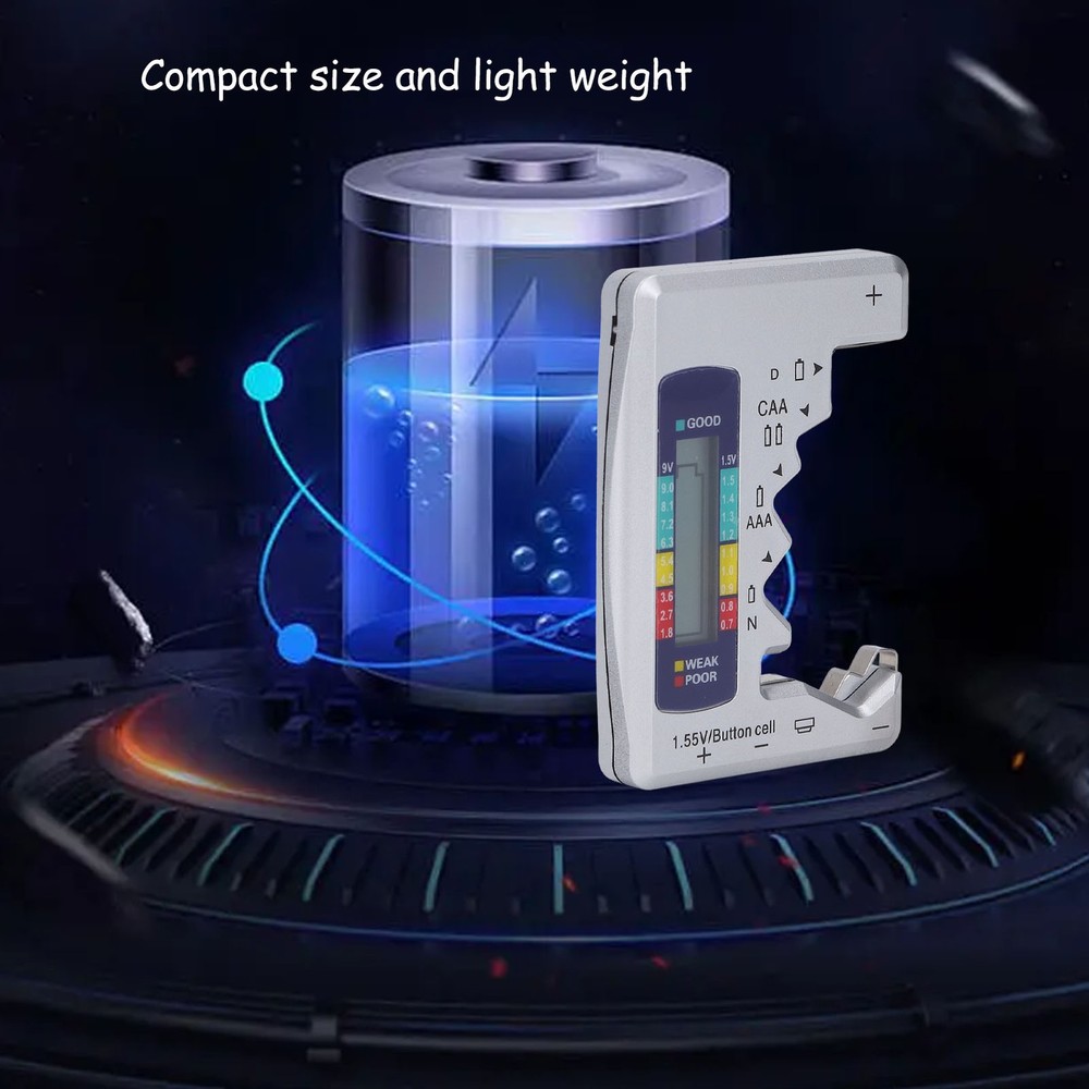 Digital Battery Tester LCD Screen Button Cell Battery Checker Silver