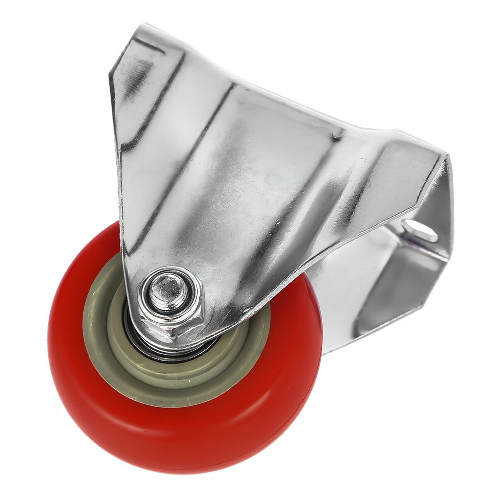 4 Pack 4" Rigid Fixed Polyurethane Red Non Swivel Caster Wheels w/ Hardware