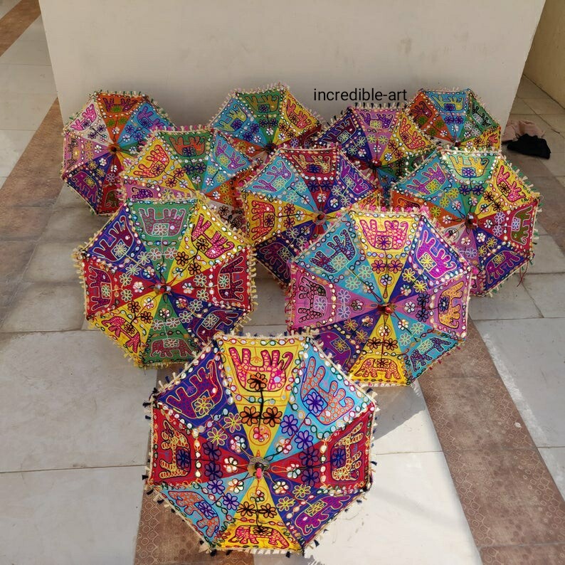 Wholesale Pack of 5 PCs Handmade Patchwork Multicolor Umbrella Sun Parasol