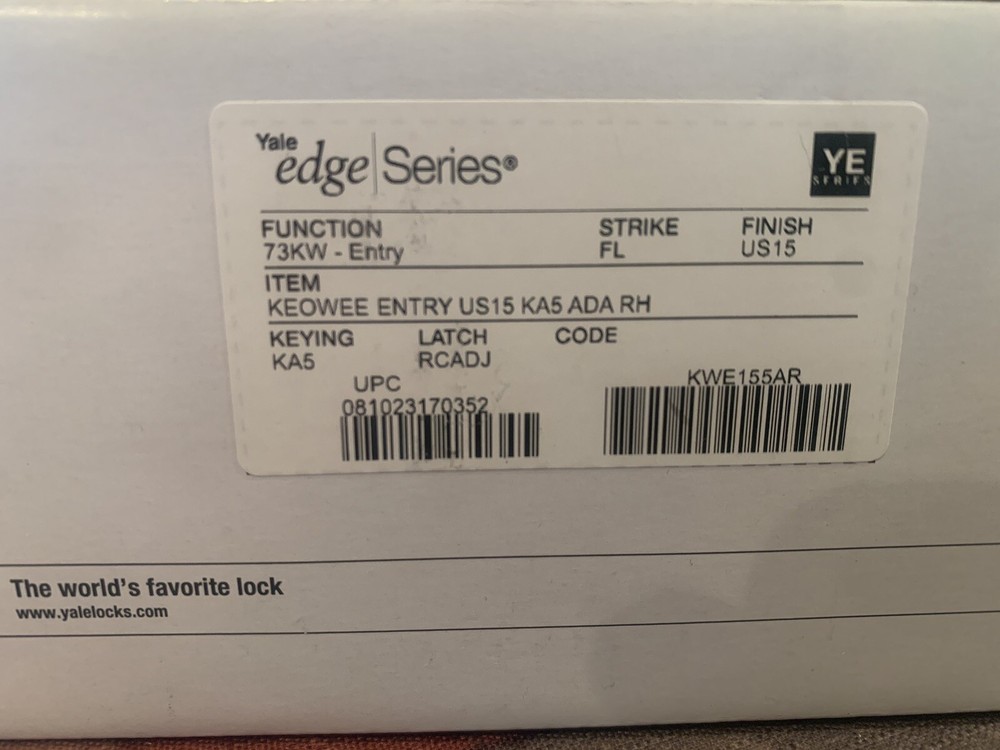 Yale Edge Series Keowee Entry