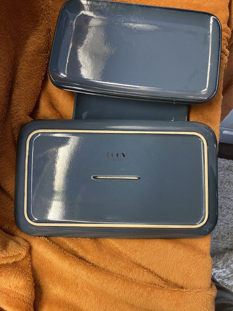 KOOV 2x Large 2x Medium Serving Trays Plates Rectangular Blue