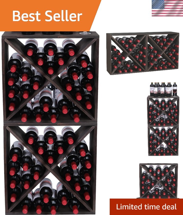 Sturdy & Stylish Stackable Wooden Wine Rack - 48 Bottle Capacity, Modern Look