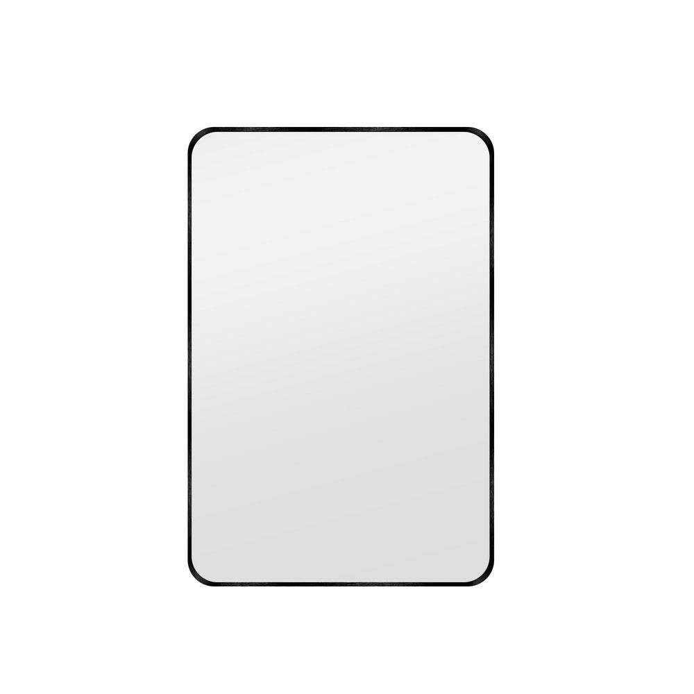 30 In. W X 40. 2 In. H Rectangular Aluminum Frame Square Black Wall Mirror