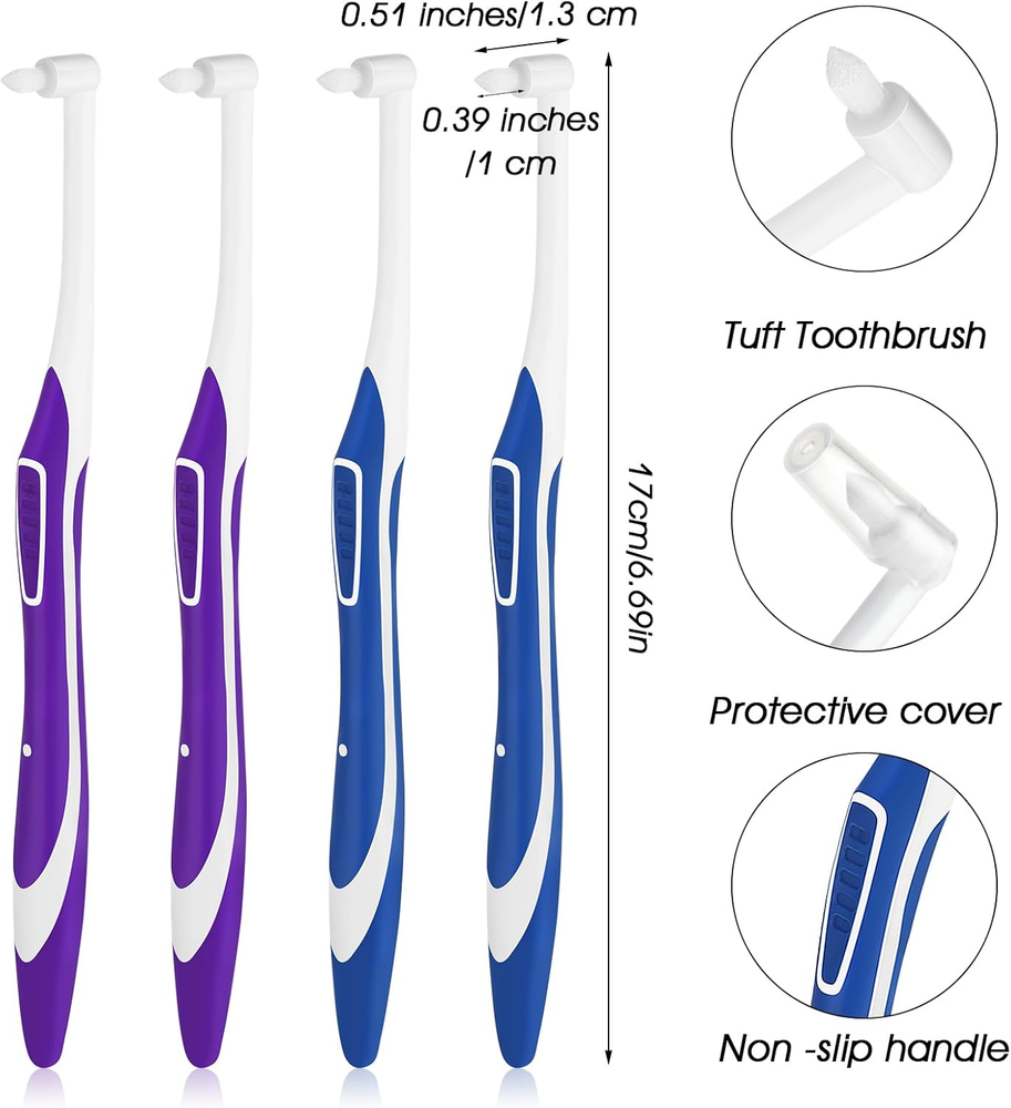 WLLHYF 4 Pcs Tuft Toothbrush Tufted Brush, Interspace Toothbrushes End-Tuft Tape