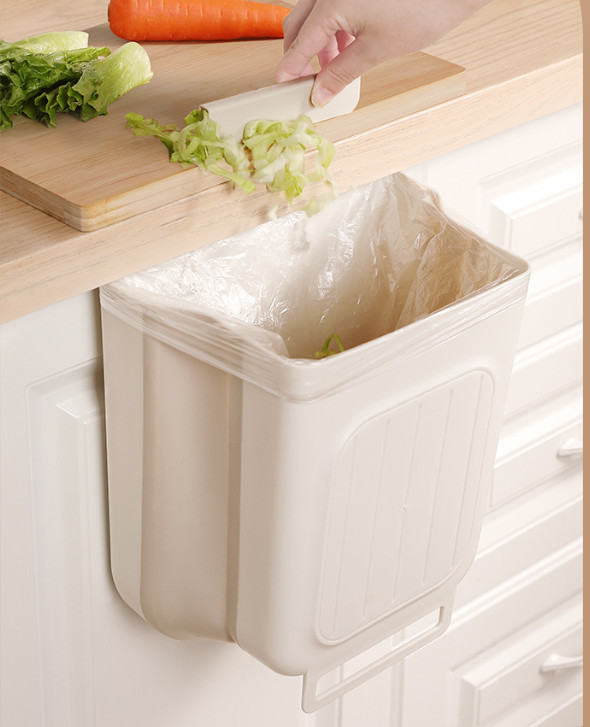 Collapsible Hanging Trash Can 11L – Space Saving Garbage Bin for Kitchen