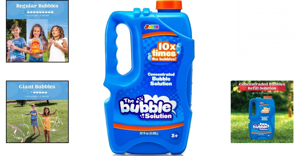 Ultimate 32 oz Bubble Solution Refill – Create Regular & Giant Bubbles Outdoors!